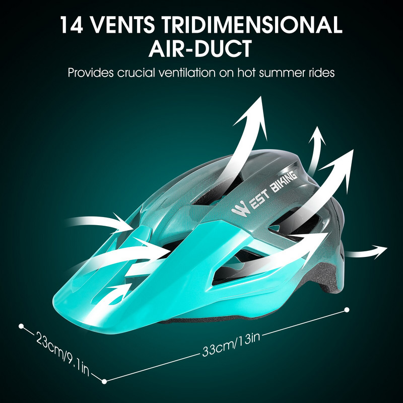 WEST BIKING Jalgrattakiiver Ülimalt kerge hingav rattamüts Reguleeritav Meeste Naiste Ohutuskaitse MTB MTB maanteerattavarustus