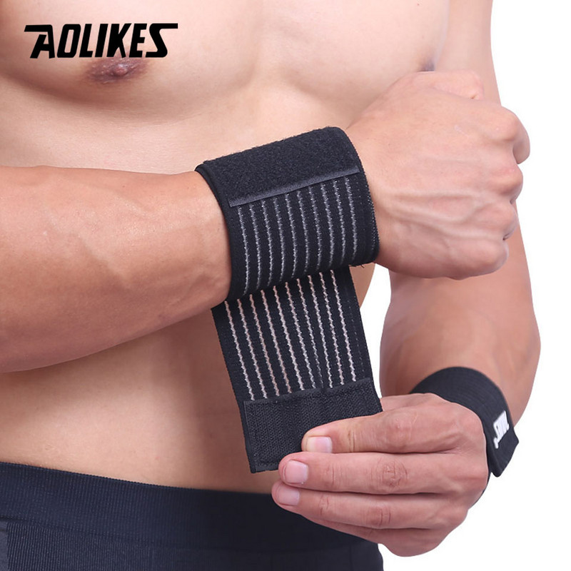 AOLIKES 1 KOM. Elastični sportski zavoj Narukvica za ruku Gym Support steznik za zglob Omot Tenis Pamuk Weat band Fitness Powerlifting
