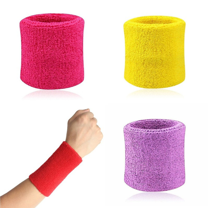 Πολύχρωμο βαμβακερό Unisex Sweatband Wristband Προστατευτικό καρπού Running Badminton Basketball Brace Terry Cloth Sweat Band