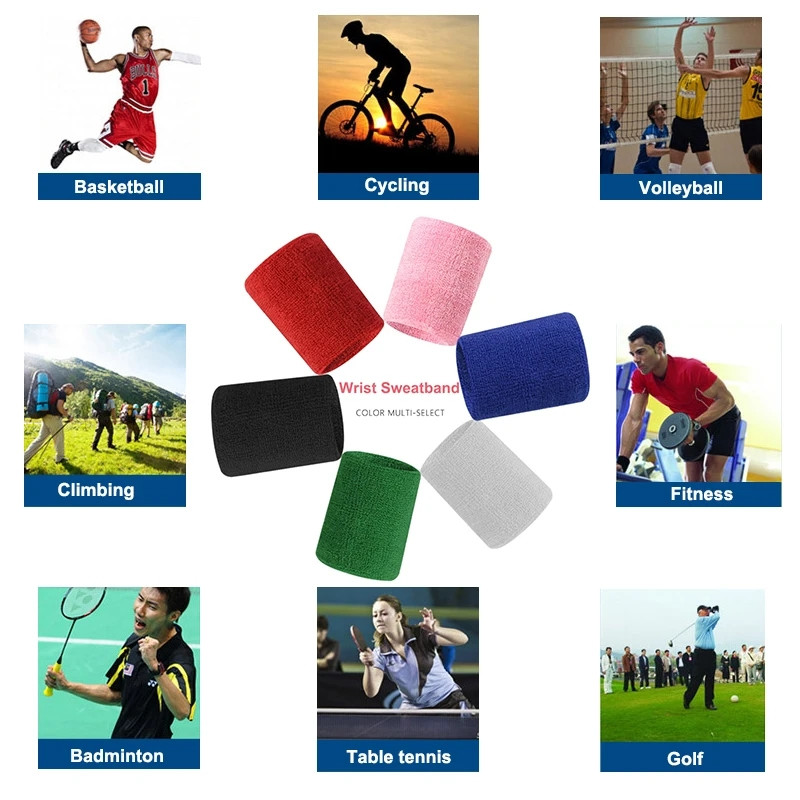 Πολύχρωμο βαμβακερό Unisex Sweatband Wristband Προστατευτικό καρπού Running Badminton Basketball Brace Terry Cloth Sweat Band