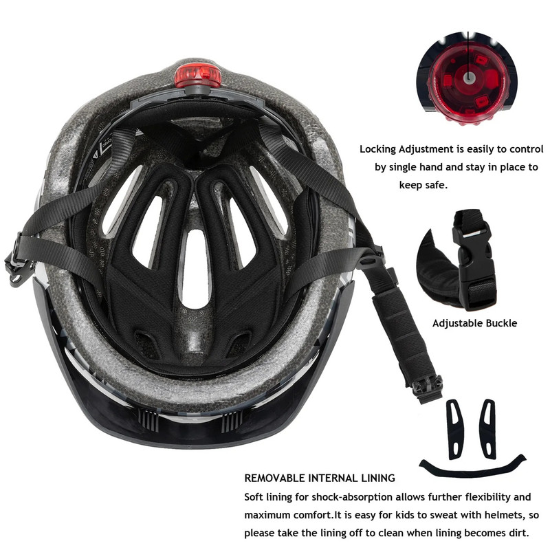 EXCLUSKY Παιδικό κράνος ποδηλάτου με φως LED αντηλιακό 5-13 ετών Αγόρια Κορίτσια Ultralight Road Mountain Safety Cycling κράνος