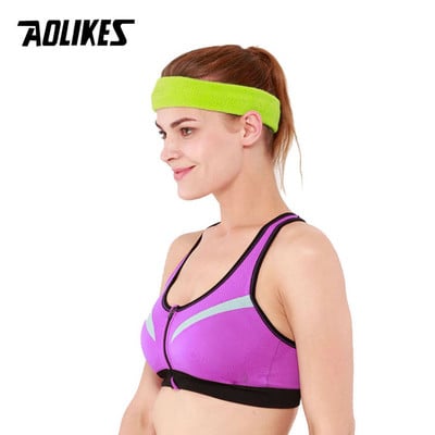 AOLIKES Фитнес бягане Колоездене Sweatband Пот лента за глава Мъже Жени Еластични дишащи йога ленти за коса Ленти за пот на главата