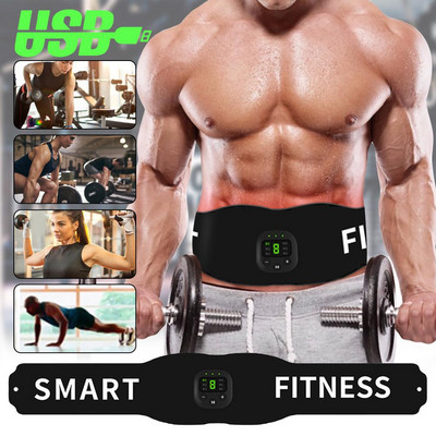 Smart Fitness Belt Abs Stimulator Електронен стимулатор на коремните мускули Тонизиращ колан Колан за отслабване на тялото Отслабване Мъже Жени