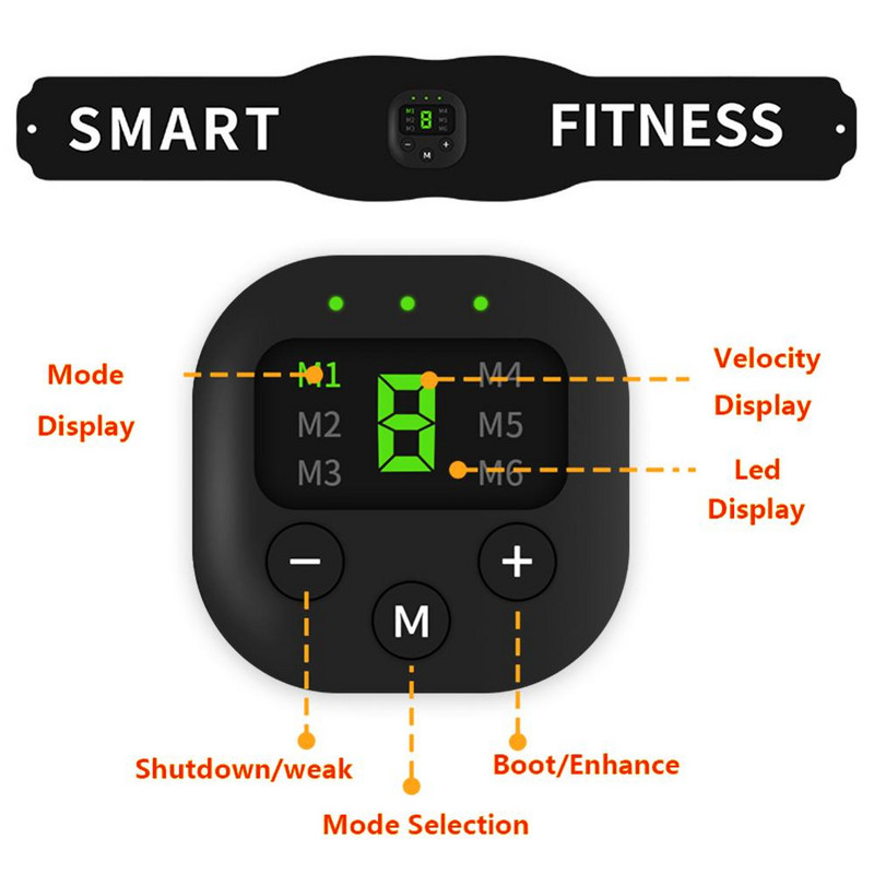 Smart Fitness Ab Belt Abs Stimulator Elektrooniline Kõhulihaste Stimulaator Toniseeriv Vöö Keha Salendav Vöö Kaalulangus Mehed Naised