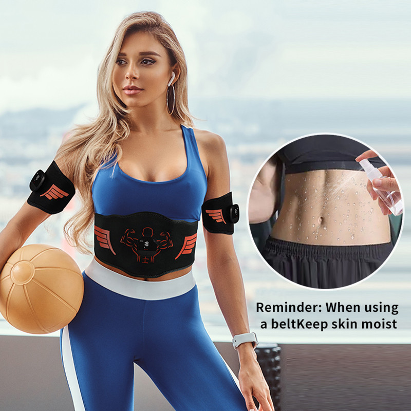 Naujas EMS treniruoklis pilvo raumenų stimuliatorius kūno liekninamasis diržas, rodantis kalorijų suvartojimą, skirtą rankų ir kojų svorio metimui.