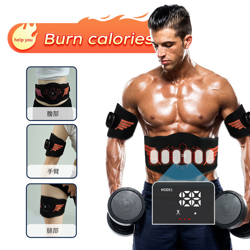 Naujas EMS treniruoklis pilvo raumenų stimuliatorius kūno liekninamasis diržas, rodantis kalorijų suvartojimą, skirtą rankų ir kojų svorio metimui.