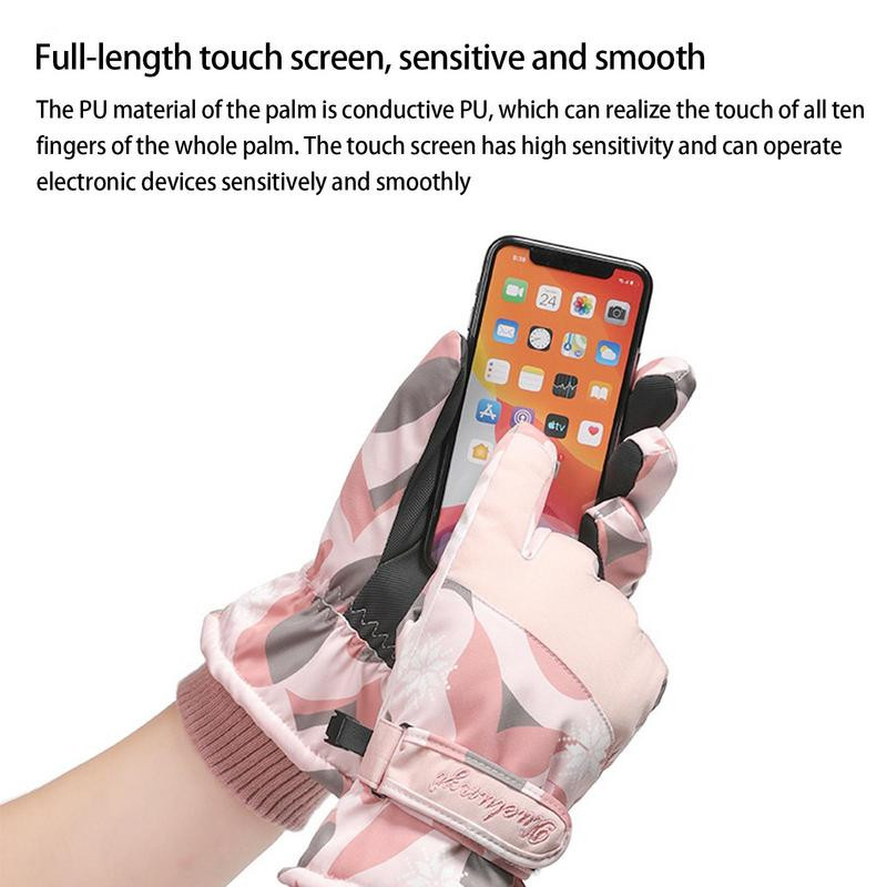 Εξαιρετικά χοντρά ανδρικά γάντια γυναικεία γάντια σκι Snowboard Snow Winter Sports Ζεστά αδιάβροχα αντιανεμικά γάντια σκι PU με οθόνη αφής