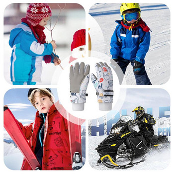 Θερμικά γάντια σκι Αδιάβροχα χοντρά γάντια με επένδυση Ζεστό χειμωνιάτικο εξοπλισμό για Snowboarding Σκι Ορειβασία τρέξιμο για αγόρια