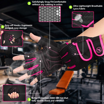MOREOK Γάντια Γυμναστηρίου Ανδρικά Γυναικεία, Αντιολισθητικά Γάντια Ανύψωσης Βαρών 3mm Pads Power Training Workout Γάντια γυμναστικής για έλξεις, κωπηλασία