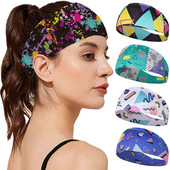 Retro potlač cestovná párty elastická joga čelenka športová potítko ženy/muži beh športová čelenka turban outdoor športová bandáž
