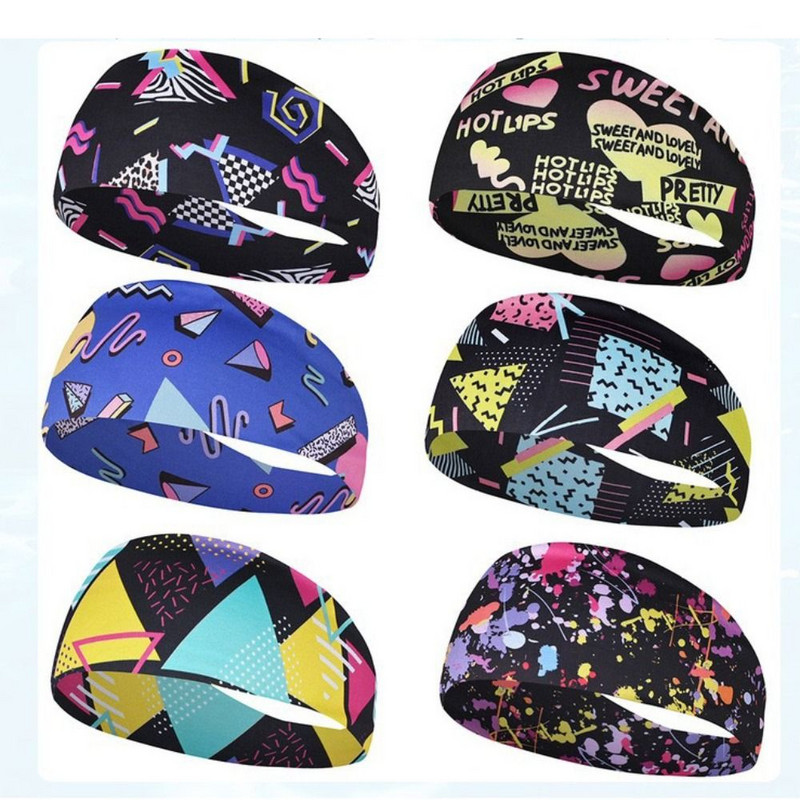 Retro potlač cestovná párty elastická joga čelenka športová potítko ženy/muži beh športová čelenka turban outdoor športová bandáž