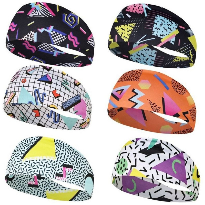 Retro potlač cestovná párty elastická joga čelenka športová potítko ženy/muži beh športová čelenka turban outdoor športová bandáž