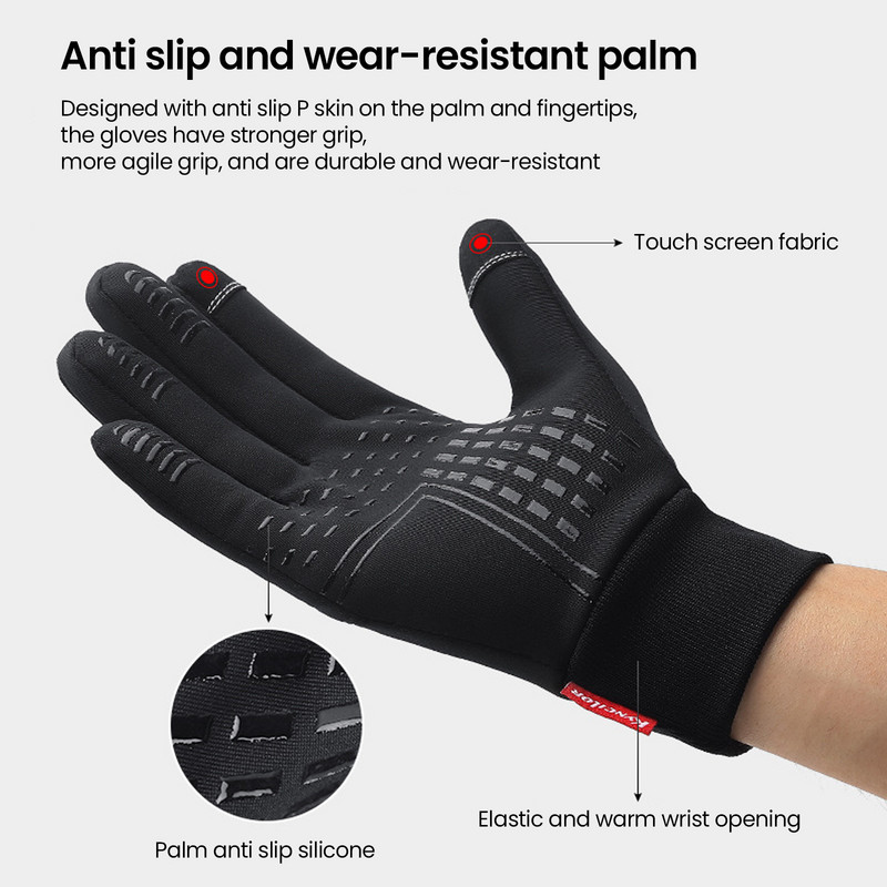 Talvised rattasõidukindad Välissport Jooksmine Mootorsuusad Puutetundlik ekraan Libisemiskindel fliis Mehed Naiste Soojad Täissõrmed Kindad