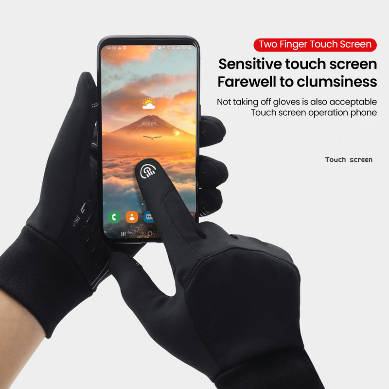 Talvised rattasõidukindad Välissport Jooksmine Mootorsuusad Puutetundlik ekraan Libisemiskindel fliis Mehed Naiste Soojad Täissõrmed Kindad