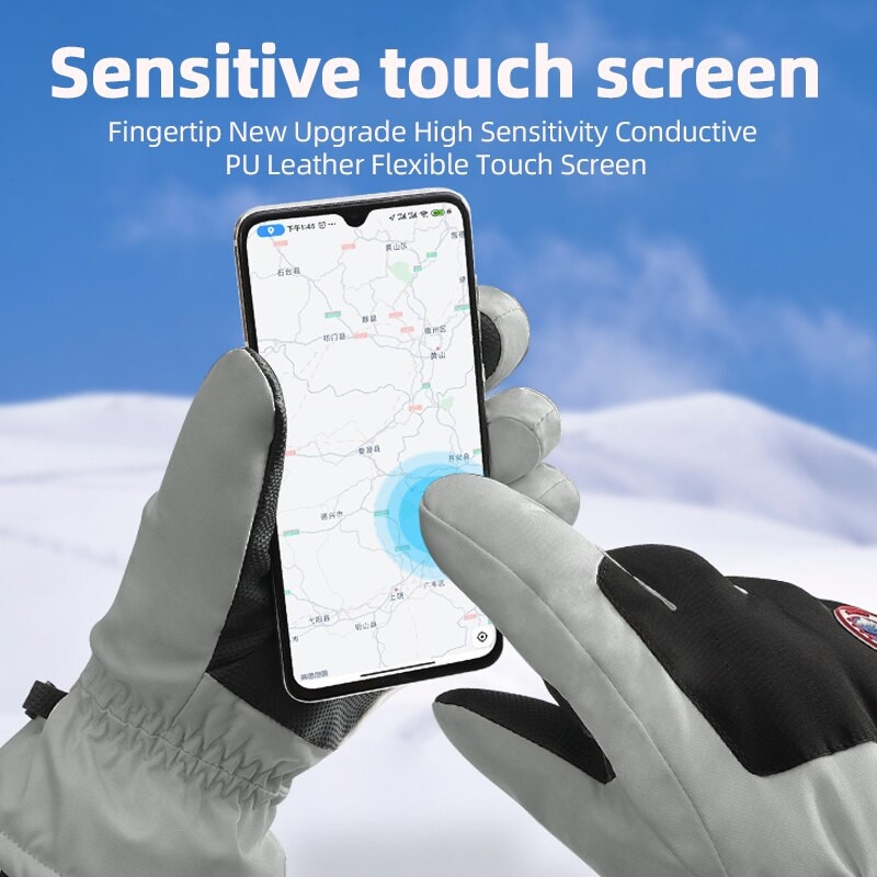 Ziemas silti slēpošanas cimdi Vīriešu āra sporta izjādes Vēja un aukstumizturīgi biezinātas flīsa motociklu cimdi.