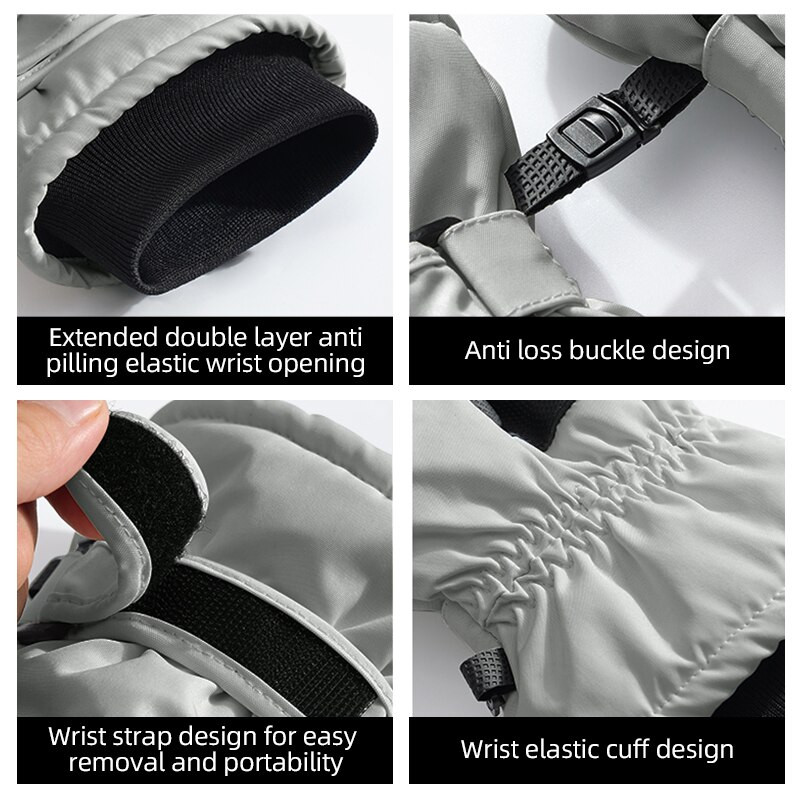 Ziemas silti slēpošanas cimdi Vīriešu āra sporta izjādes Vēja un aukstumizturīgi biezinātas flīsa motociklu cimdi.