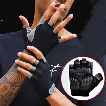Αναπνεύσιμο Half Finger Gym Dumbbells Gloves Ανδρικά Γυναικεία Bodybuilding Crossfit Αθλητικά γάντια για Ποδηλασία Αντιολισθητικό Ποδήλατο