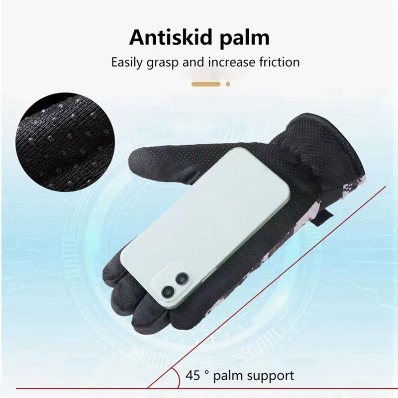 Γάντια σκι Ανδρικά Γυναικεία Χειμερινά Snowboard PU Δερμάτινα Αντιολισθητική Οθόνη Αφής Αδιάβροχη Μοτοσικλέτα Ποδηλασία Fleece Ζεστά Γάντια Χιονιού