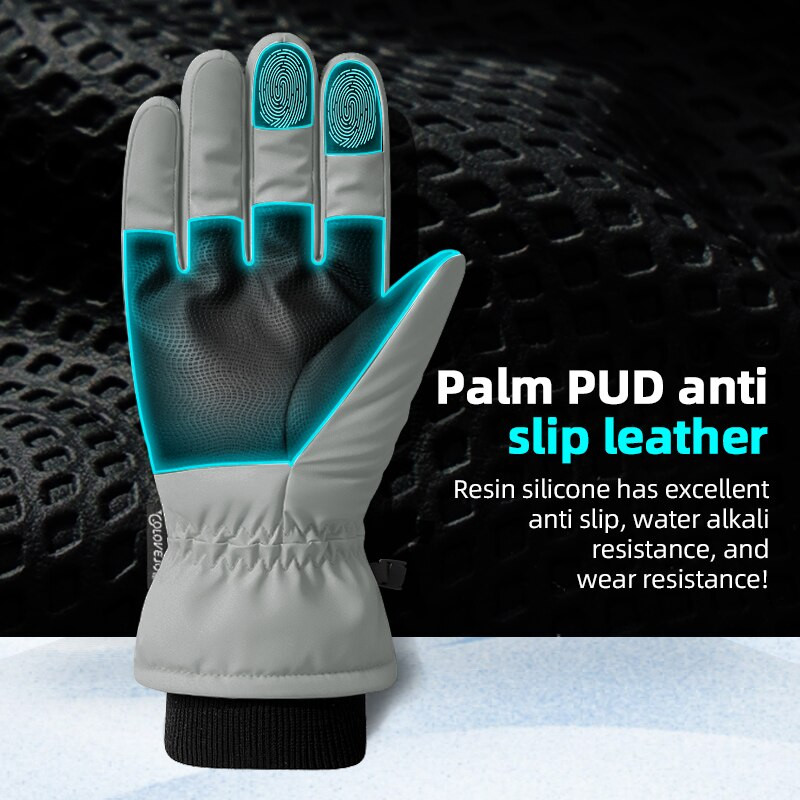 Talvised soojad suusakindad Meeste välispordiga sõitmiseks Tuule- ja külmakindlad paksendatud fliisist mootorrattakindad.