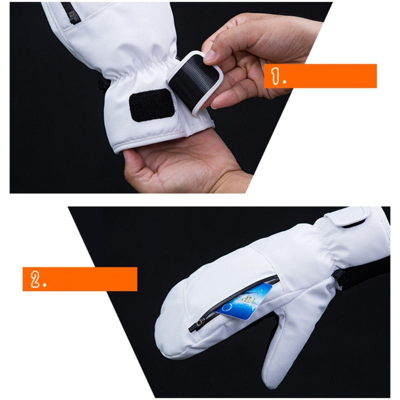 Muškarci Žene Zima Skijanje Snowboarding Može Zaslon osjetljiv na dodir Vodootporne Termalne Debele Rukavice za snijeg Motorne sanke Rukavice Crno Bijelo Sivo