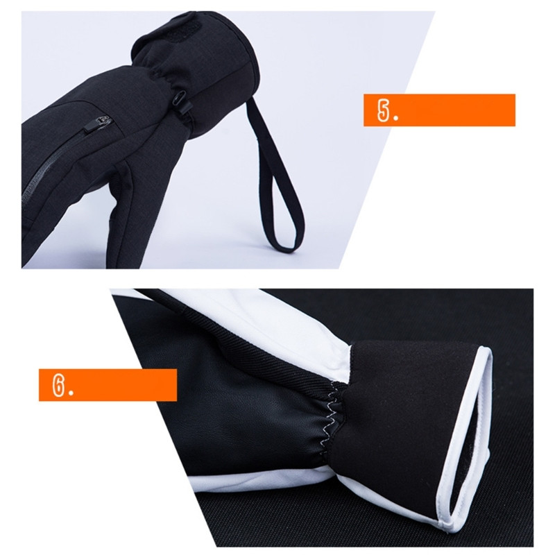 Muškarci Žene Zima Skijanje Snowboarding Može Zaslon osjetljiv na dodir Vodootporne Termalne Debele Rukavice za snijeg Motorne sanke Rukavice Crno Bijelo Sivo