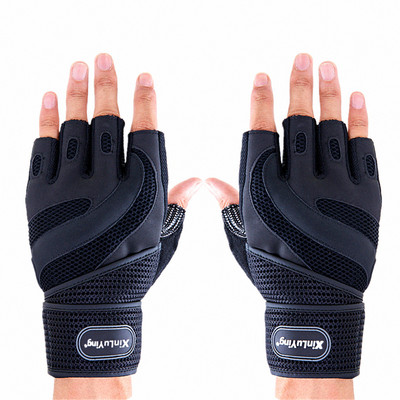 Half Finger Fitness Gloves Bodybuilding Weightlifting Crossfit Dumbbell Workout Training Breathable Gym Gloves for Man
