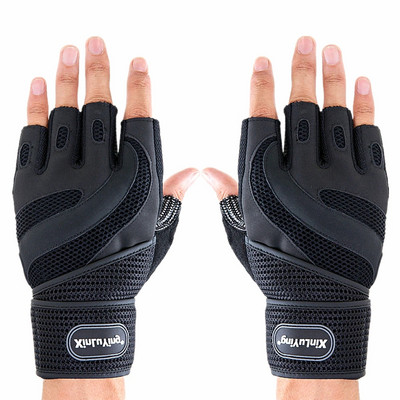 Half Finger Fitness Kindad Kulturism Tõstmine Crossfit Hantlitega Treening Hingavad jõusaalikindad Meestele