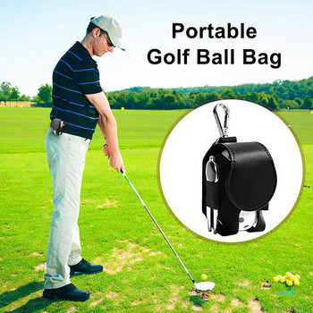 Θήκη τσάντας Μίνι δερμάτινη τσέπη Αποθήκευση μπάλας του γκολφ Μεταλλική θήκη κουμπιού θήκης τσάντας Κρατήστε 2 μπάλες Αξεσουάρ αποθήκευσης γκολφ