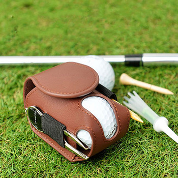 Θήκη τσάντας Μίνι δερμάτινη τσέπη Αποθήκευση μπάλας του γκολφ Μεταλλική θήκη κουμπιού θήκης τσάντας Κρατήστε 2 μπάλες Αξεσουάρ αποθήκευσης γκολφ