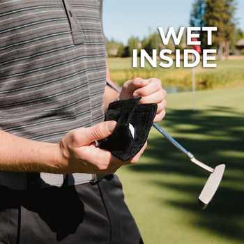 Πετσέτα γκολφ 1 τμχ για Golf Microfiber Golf Wet and Dry Amphibian Black with Hook Golf Ball Cleaning πετσέτα με ανασυρόμενη