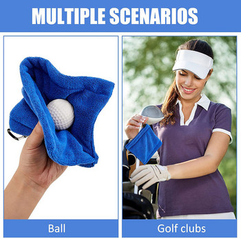 Квадратна кърпа за почистване на топка за голф от микрофибър с кука с карабинер Почистващ препарат за водопоглъщане Голф стик за глава Избършете кърпа Почистете