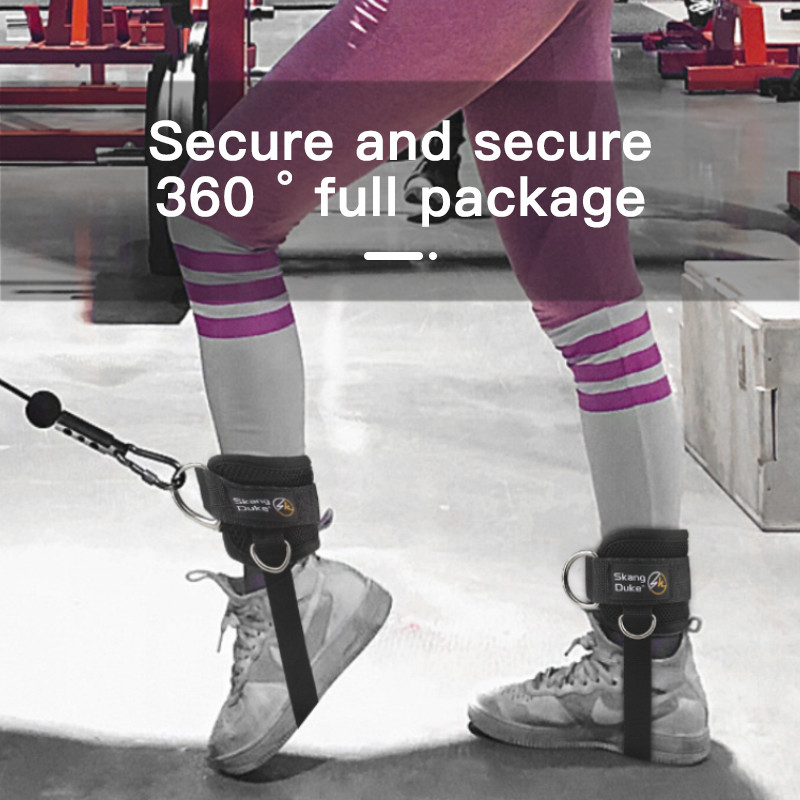 1PC curele de gleznă căptușite Curele de gleznă pentru aparate cu cablu Manșete de gleznă cu inel în D dublu pentru antrenamente de gimnastică Extensii pentru picioare rabat