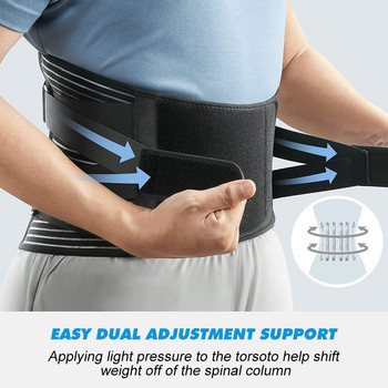 Ортеза за гръб за мъже, жени Облекчаване на болките в долната част на гърба с 6 стойки, регулируем колан за поддържане на гърба за работа, противоплъзгаща лумбална опора