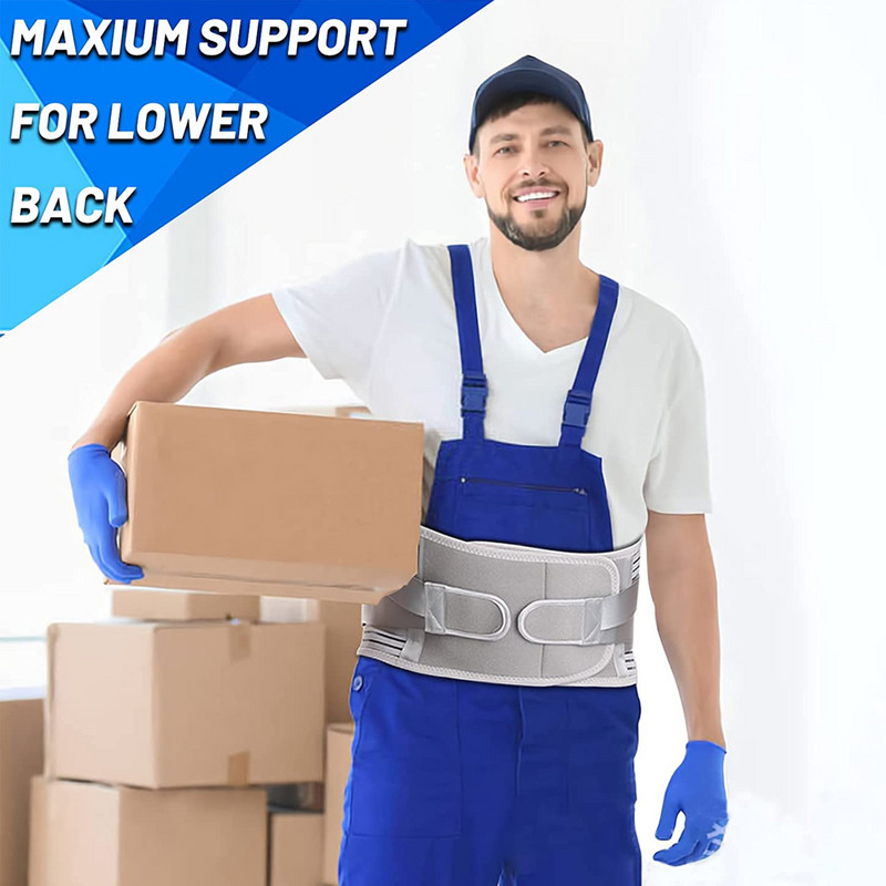 Steznica za leđa za muškarce, žene, za ublažavanje bolova u donjem dijelu leđa sa 6 nosača, podesivim potpornim pojasom za leđa za posao, lumbalnom potporom protiv klizanja