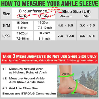 1 чифт компресионен ръкав за скоби за глезена - облекчава тендинит на ахилесовото сухожилие, болки в ставите. Чорап за плантарен фасциит с опора за свода на стъпалото