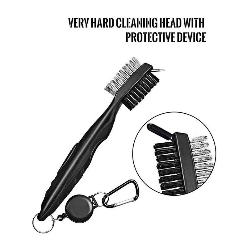 Kaasaskantav golfikepi puhastustööriist, kahepoolne hari, kepi soonte puhastus, kaasas pikendusjuhe