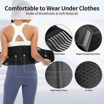 Elstiac лумбален гръб колан Waist Support Trainer Регулируема лумбална подложка с 6 стойки Коремна подложка Фитнес колани за фитнес Жени Мъже