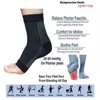 1 чифт чорапи с ръкави за плантарен фасциит, компресионни чорапи 30-40 mmHg за поддържане на глезена, възстановяване от нараняване, облекчаване на подуването Жени Мъже
