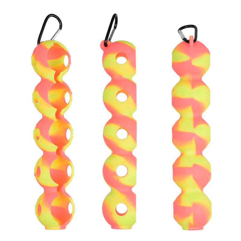 Golfipallihoidja 5 palli jaoks silikoonist kott Golfipalli ümbris Kaasaskantav golfipalli kandekott koos konksuga golfitarvikutega