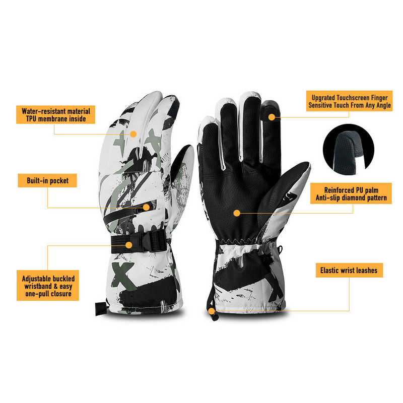 Mănuși de schi profesionale, cu ecran tactil, fleece, iarnă, calde, pentru snowboard, ultraușoare, impermeabile, pentru motociclete, pentru zăpadă.