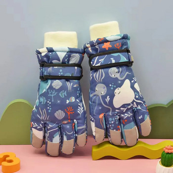2023 Kids Winter Outdoor Snow Color Print Ζεστά γάντια Αγόρια Κορίτσια Αδιάβροχα πυκνά γάντια Χαριτωμένα επαγγελματικά παιδικά γάντια σκι