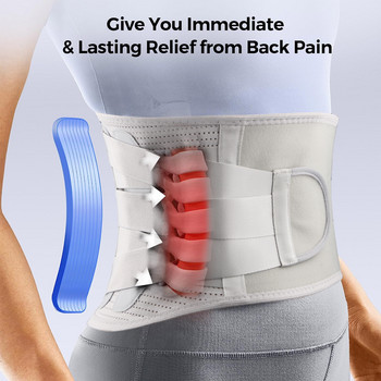 1 бр. Ортеза за гръб за облекчаване на болки в долната част на гърба с 2 стойки, регулируем лумбален поддържащ колан за дискова херния, ишиас, сколиоза