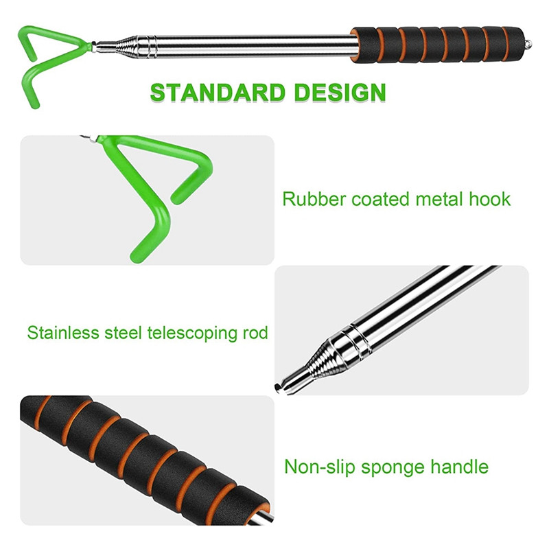 Uus-ketas-golfi retriiveri teleskoop-ketas-golfi haarats, vastupidav roostevabast terasest ketasgolfi otsimisseade kettade väljavõtmiseks