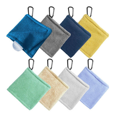 Golf Ball Towel with Clip Small Golf Accessories 5.5 x 5.5 inch Golf Ball Cleaning Towel Wiping Cloth Golf Accessory Golfer Gift