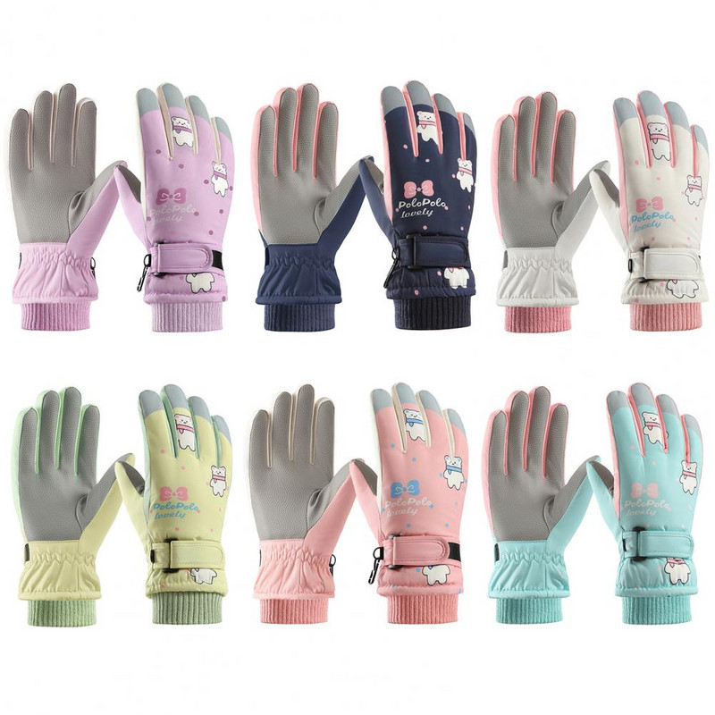 1 paar talvesuusakindaid kinnituslindiga veekindla tuulekindla fliisvoodriga termopuuteekraaniga kindad lastele lastele