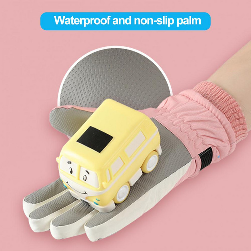 1 paar talvesuusakindaid kinnituslindiga veekindla tuulekindla fliisvoodriga termopuuteekraaniga kindad lastele lastele