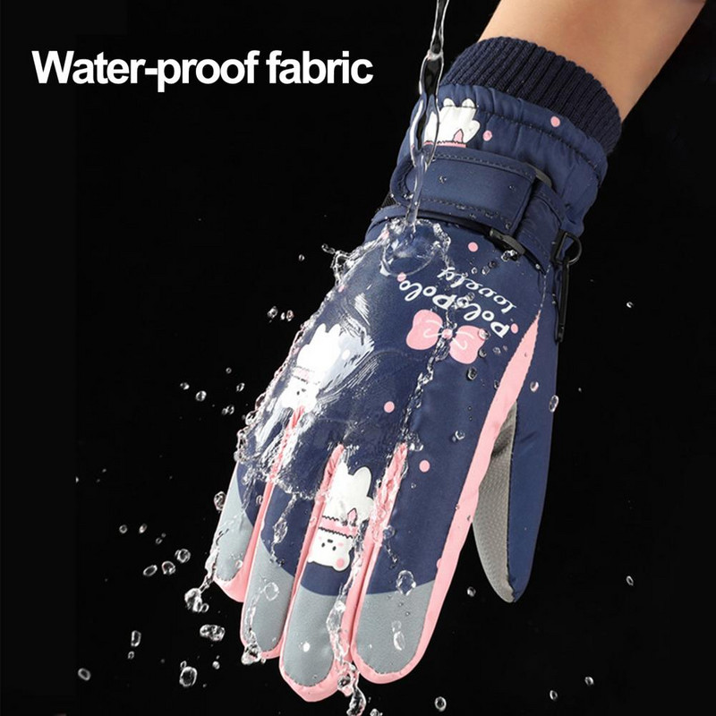 1 paar talvesuusakindaid kinnituslindiga veekindla tuulekindla fliisvoodriga termopuuteekraaniga kindad lastele lastele