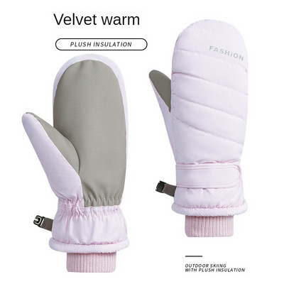 Slēpošanas cimdi pieaugušajiem ar skārienekrānu sievietēm, sabiezināti, ūdensnecaurlaidīgi, vienvietīgi un divkārši, pieci pirksti, silti jāšana, ziema