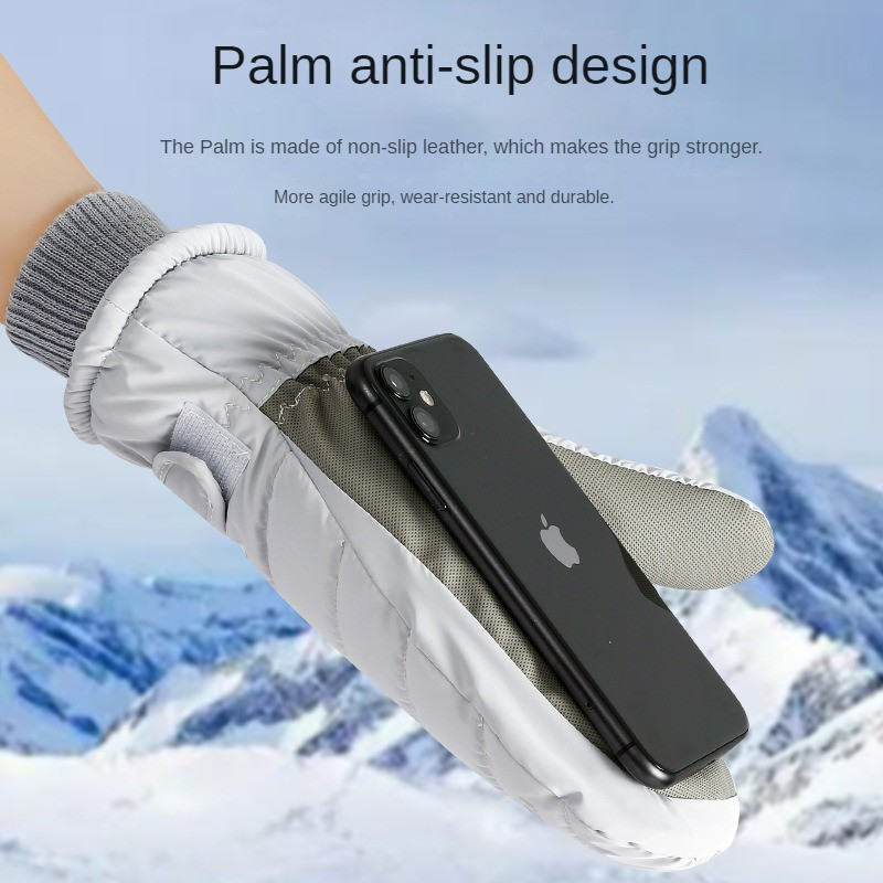 Slēpošanas cimdi pieaugušajiem ar skārienekrānu sievietēm, sabiezināti, ūdensnecaurlaidīgi, vienvietīgi un divkārši, pieci pirksti, silti jāšana, ziema