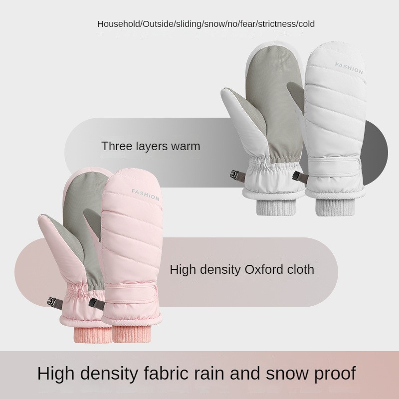 Slēpošanas cimdi pieaugušajiem ar skārienekrānu sievietēm, sabiezināti, ūdensnecaurlaidīgi, vienvietīgi un divkārši, pieci pirksti, silti jāšana, ziema